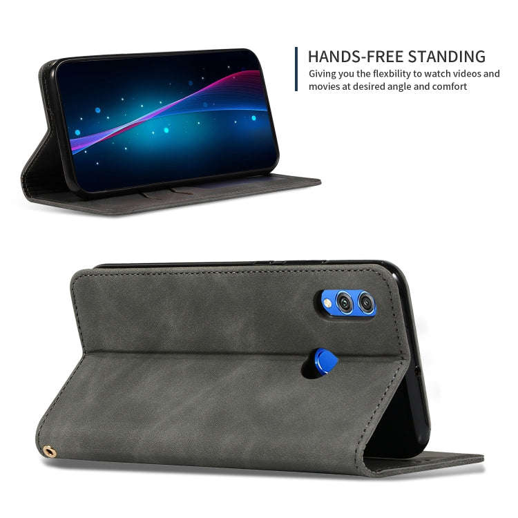 Retro Skin Feel Business Magnetic Horizontal Flip Leather Case for Huawei Honor 8X(Dark Gray)