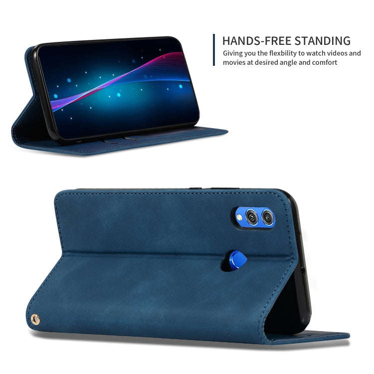 Retro Skin Feel Business Magnetic Horizontal Flip Leather Case for Huawei Honor 8X(Navy Blue)