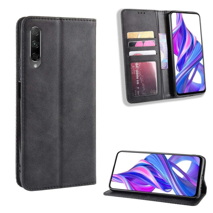 Magnetic Buckle Retro Crazy Horse Texture Horizontal Flip Leather Case for Huawei Honor 9X / Hono...