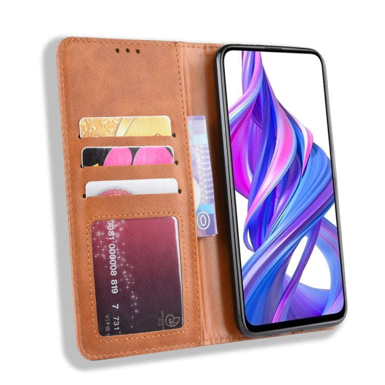 Magnetic Buckle Retro Crazy Horse Texture Horizontal Flip Leather Case for Huawei Honor 9X / Hono...