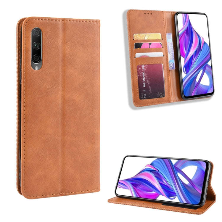 Magnetic Buckle Retro Crazy Horse Texture Horizontal Flip Leather Case for Huawei Honor 9X / Hono...
