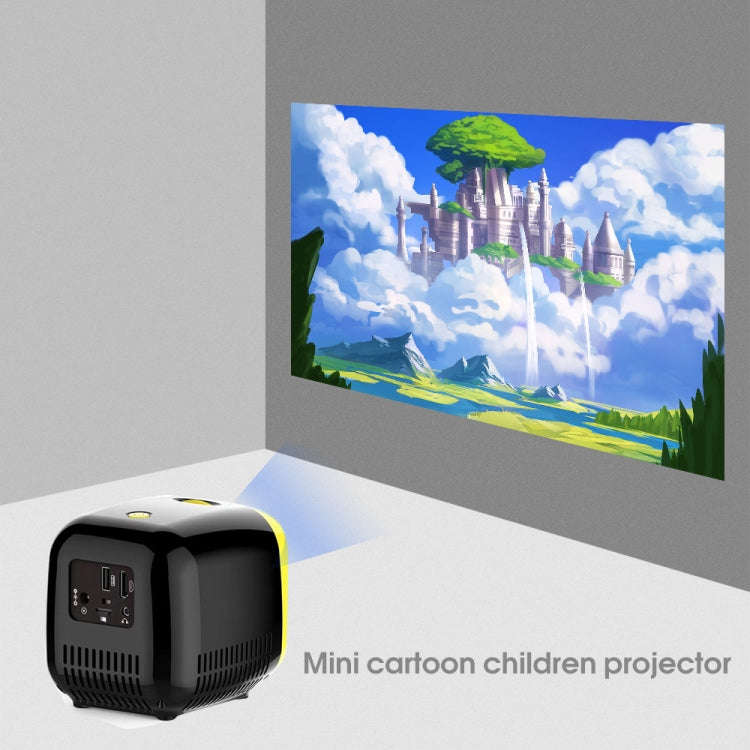 L1 Children Projector Mini LED Portable Home Speaker Projector, EU Plug (Black)