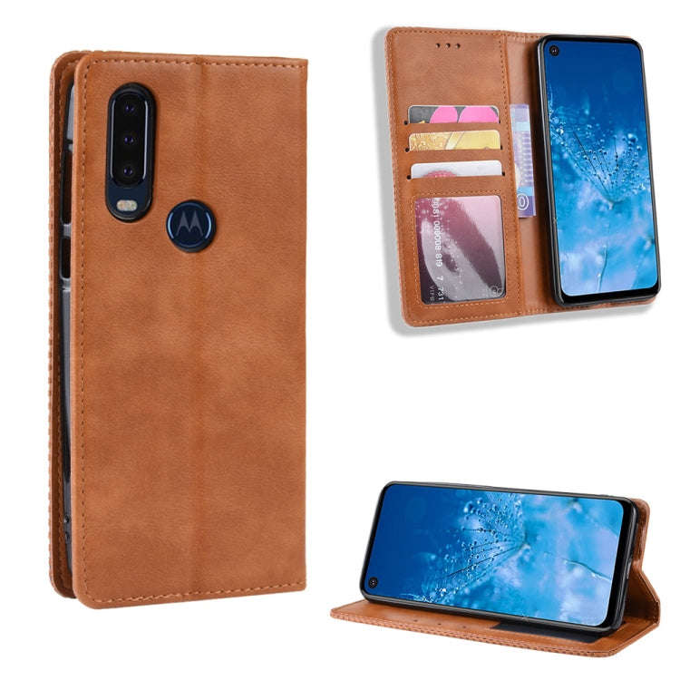 Magnetic Buckle Retro Crazy Horse Texture Horizontal Flip Leather Case for Motorola One Action, w...