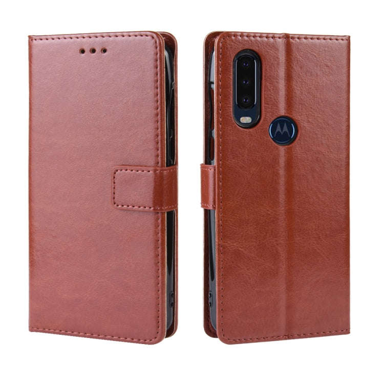 Retro Crazy Horse Texture Horizontal Flip Leather Case for Motorola One Action , with Holder & Ca...