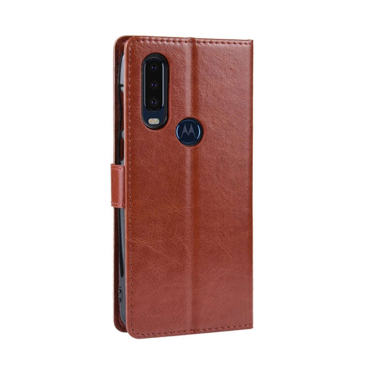 Retro Crazy Horse Texture Horizontal Flip Leather Case for Motorola One Action , with Holder & Ca...