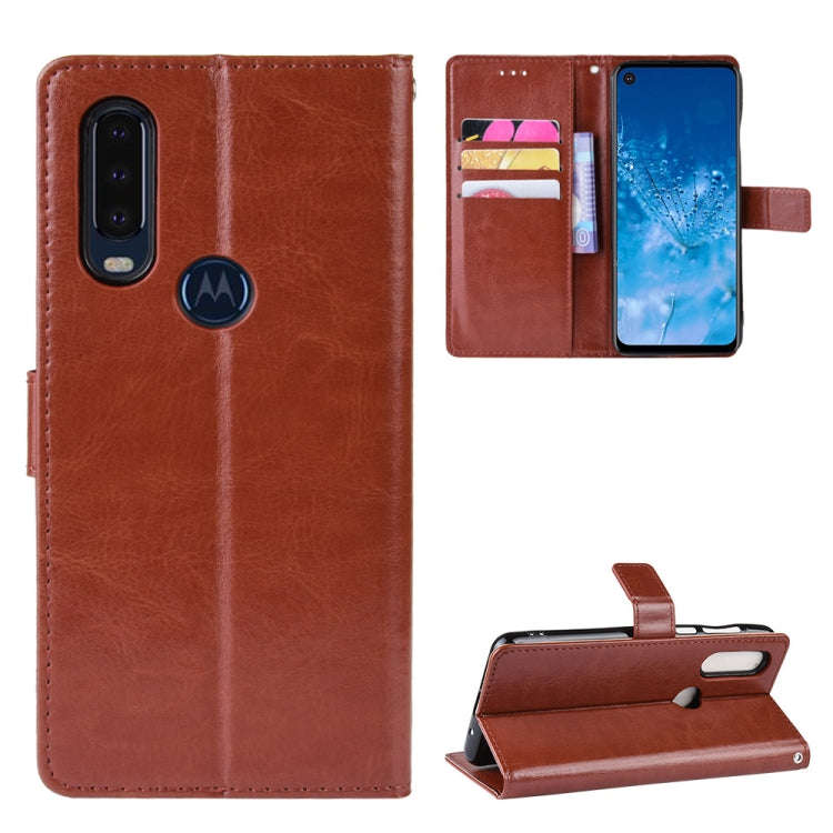 Retro Crazy Horse Texture Horizontal Flip Leather Case for Motorola One Action , with Holder & Ca...