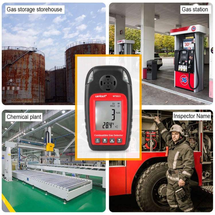 Wintact WT8823 Combustible Gas Alarm Detector Gas Leakage Flammable Natural Digital LCD Display G...