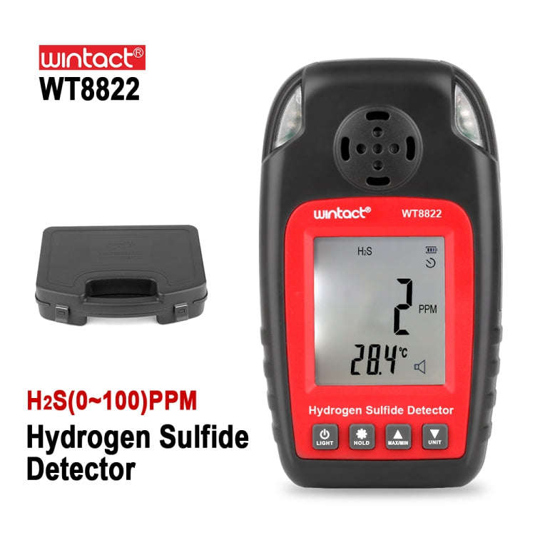 WINTACT WT8822 Hydrogen Sulfide Detector Independent H2S Gas Sensor Warning-up High Sensitive Poi...