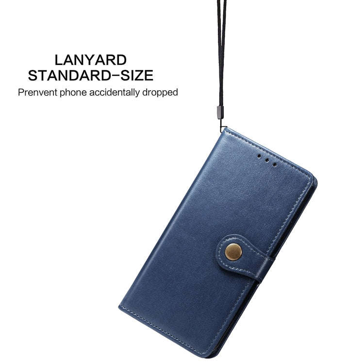 Retro Solid Color Leather Buckle Mobile Phone Protection Leather Case with Lanyard & Photo Frame ...