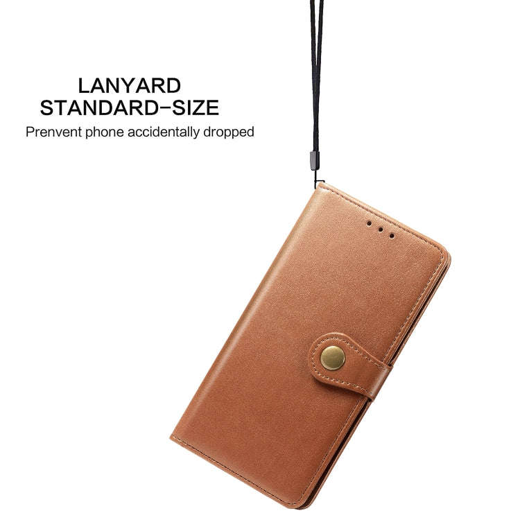 Retro Solid Color Leather Buckle Mobile Phone Protection Leather Case with Lanyard & Photo Frame ...