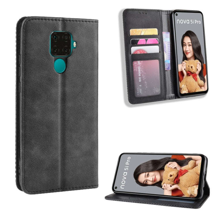 Magnetic Buckle Retro Crazy Horse Texture Horizontal Flip Leather Case for Huawei Nova 5i Pro / M...