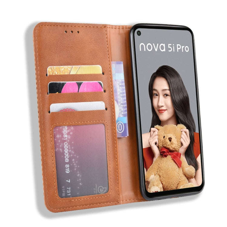 Magnetic Buckle Retro Crazy Horse Texture Horizontal Flip Leather Case for Huawei Nova 5i Pro / M...