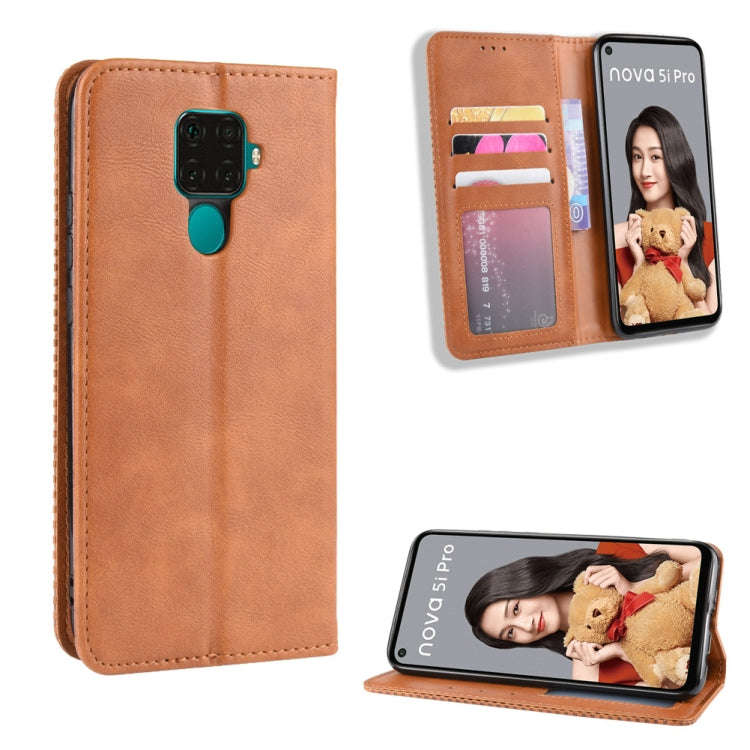 Magnetic Buckle Retro Crazy Horse Texture Horizontal Flip Leather Case for Huawei Nova 5i Pro / M...