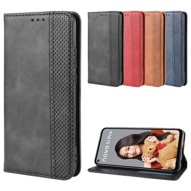 Magnetic Buckle Retro Crazy Horse Texture Horizontal Flip Leather Case for Huawei Nova 5i Pro / M...