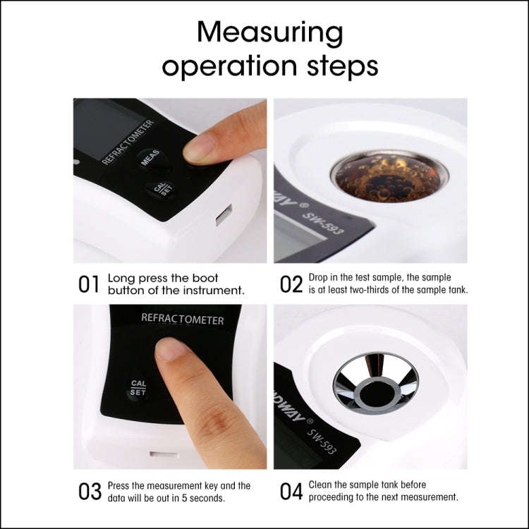 SNDWAY SW-593 Digital Refractometer Sugar Brix Meter Rechargeable Wine Beer Alcohol Drink Fruit S...