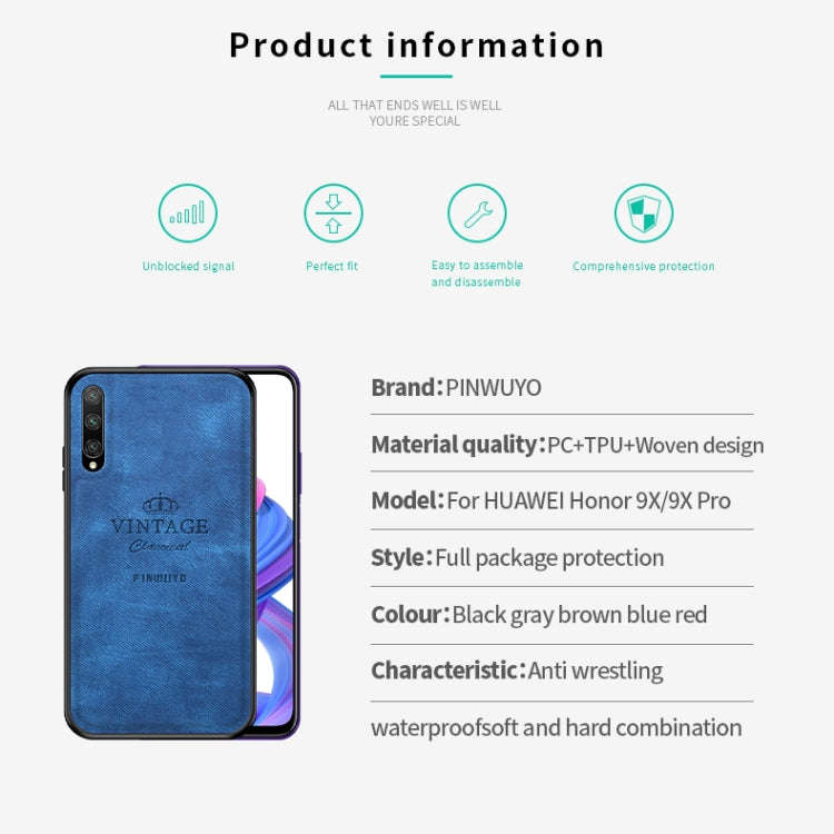 PINWUYO Shockproof Waterproof Full Coverage PC + TPU + Skin Protective Case  for Huawei Honor 9X ...