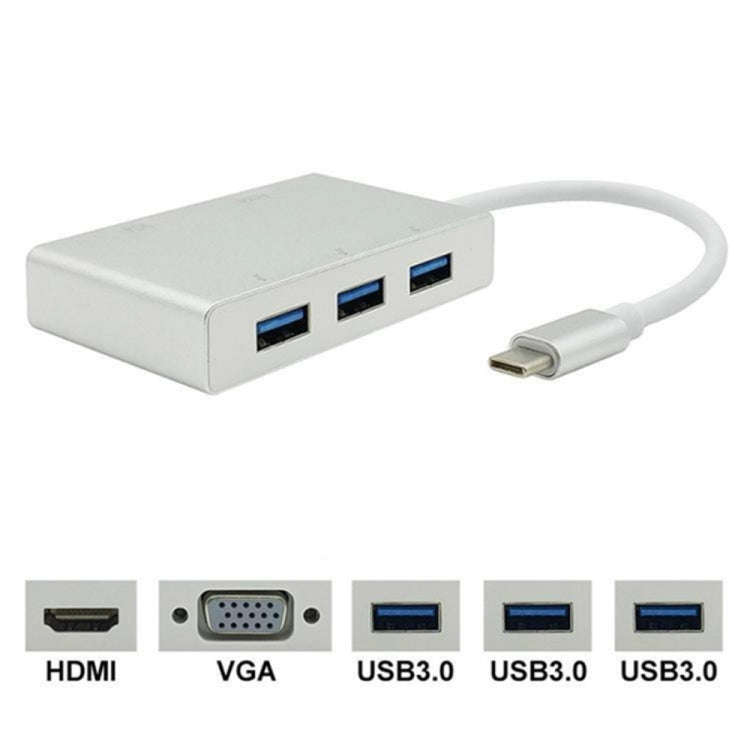 USB C to HDMI VGA USB Hub Adapter 5 in 1 USB 3.1 Converter for Laptop for MacBook,ChromeBook Pixe...