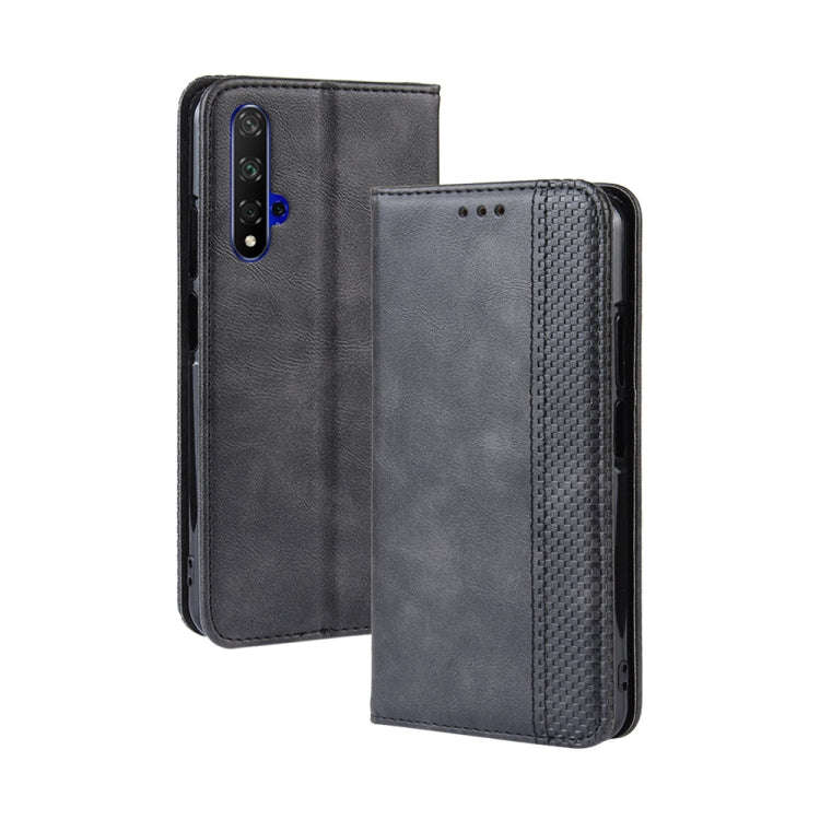 Magnetic Buckle Retro Crazy Horse Texture Horizontal Flip Leather Case for Huawei Honor 20,with H...