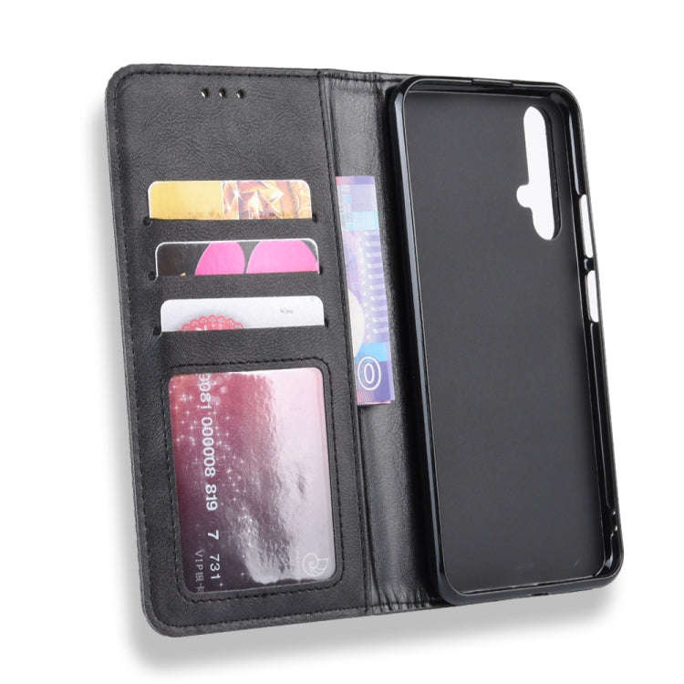 Magnetic Buckle Retro Crazy Horse Texture Horizontal Flip Leather Case for Huawei Honor 20,with H...