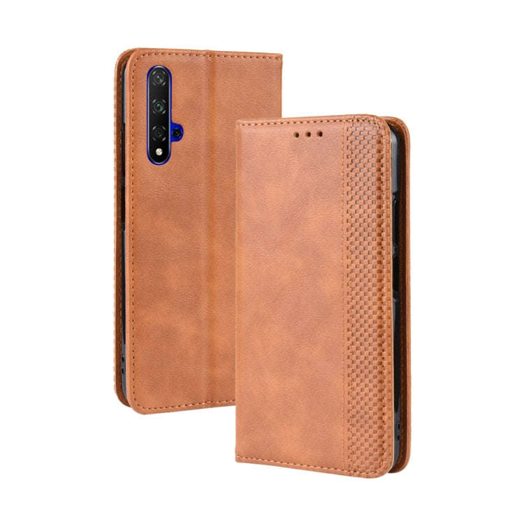 Magnetic Buckle Retro Crazy Horse Texture Horizontal Flip Leather Case for Huawei Honor 20,with H...