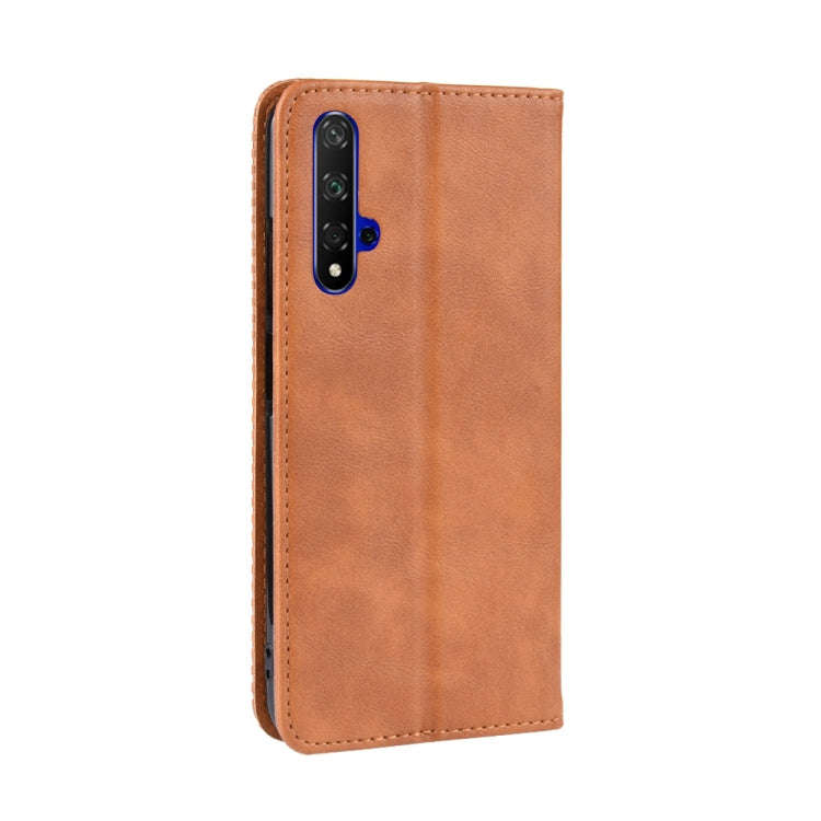 Magnetic Buckle Retro Crazy Horse Texture Horizontal Flip Leather Case for Huawei Honor 20,with H...