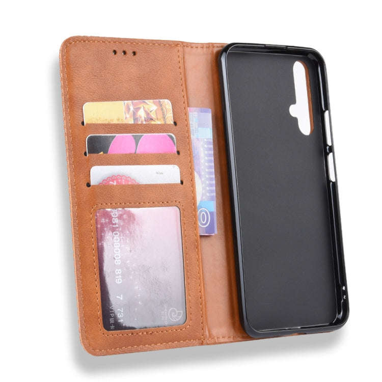 Magnetic Buckle Retro Crazy Horse Texture Horizontal Flip Leather Case for Huawei Honor 20,with H...
