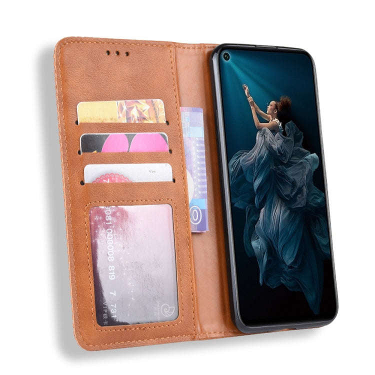 Magnetic Buckle Retro Crazy Horse Texture Horizontal Flip Leather Case for Huawei Honor 20,with H...