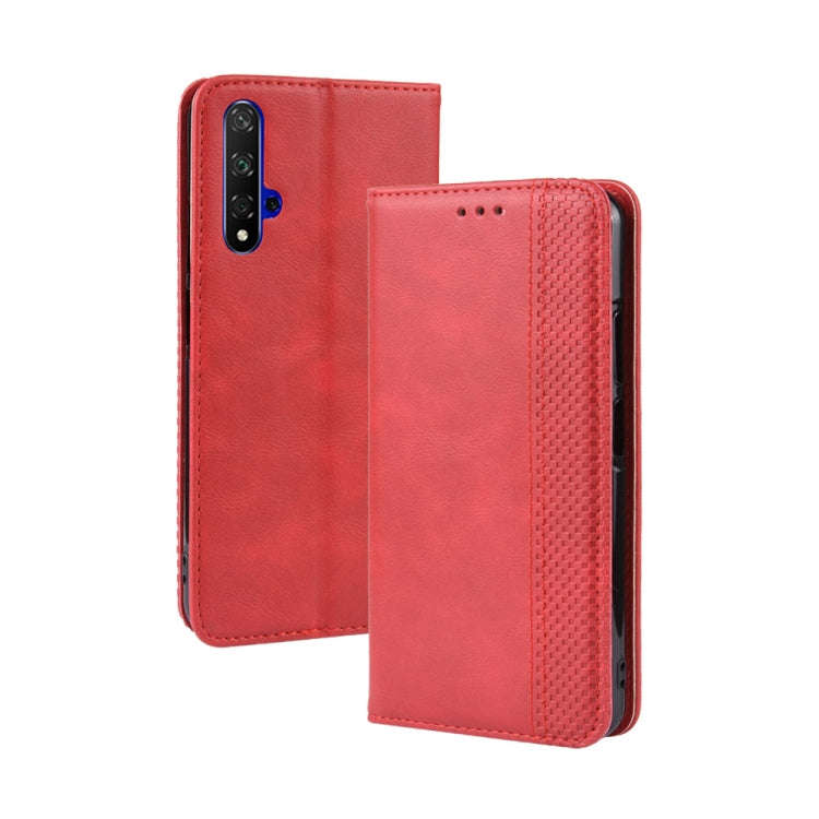 Magnetic Buckle Retro Crazy Horse Texture Horizontal Flip Leather Case for Huawei Honor 20,with H...