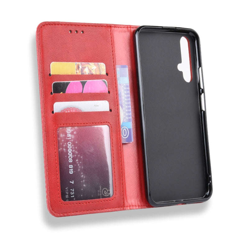 Magnetic Buckle Retro Crazy Horse Texture Horizontal Flip Leather Case for Huawei Honor 20,with H...