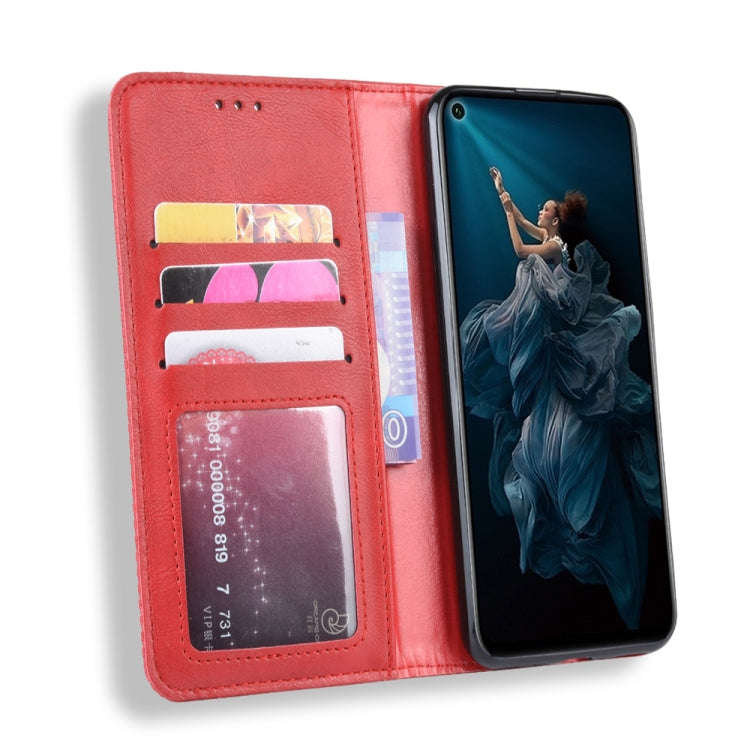 Magnetic Buckle Retro Crazy Horse Texture Horizontal Flip Leather Case for Huawei Honor 20,with H...