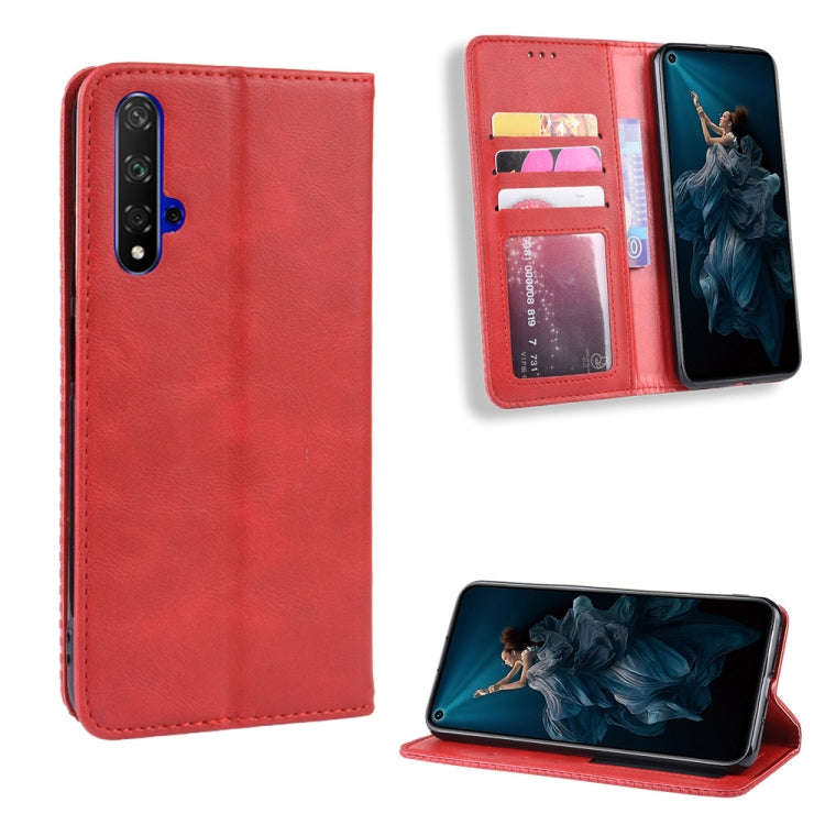 Magnetic Buckle Retro Crazy Horse Texture Horizontal Flip Leather Case for Huawei Honor 20,with H...