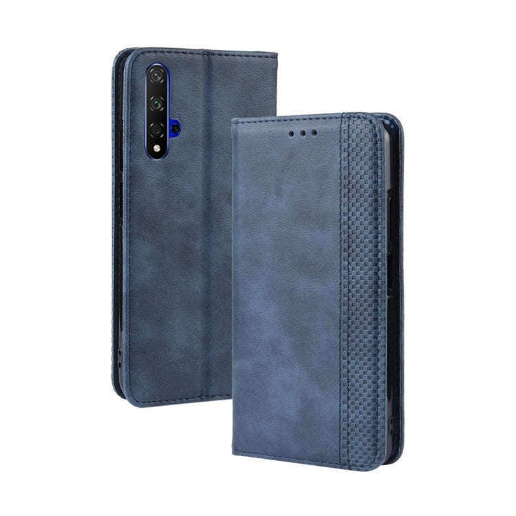 Magnetic Buckle Retro Crazy Horse Texture Horizontal Flip Leather Case for Huawei Honor 20,with H...