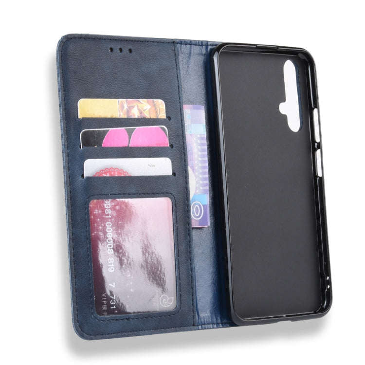 Magnetic Buckle Retro Crazy Horse Texture Horizontal Flip Leather Case for Huawei Honor 20,with H...