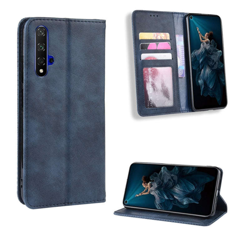 Magnetic Buckle Retro Crazy Horse Texture Horizontal Flip Leather Case for Huawei Honor 20,with H...