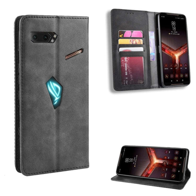 Magnetic Buckle Retro Crazy Horse Texture Horizontal Flip Leather Case for Asus ROG Phone II ZS66...