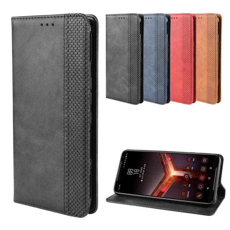 Magnetic Buckle Retro Crazy Horse Texture Horizontal Flip Leather Case for Asus ROG Phone II ZS66...