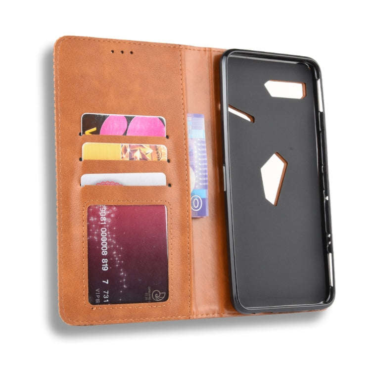 Magnetic Buckle Retro Crazy Horse Texture Horizontal Flip Leather Case for Asus ROG Phone II ZS66...