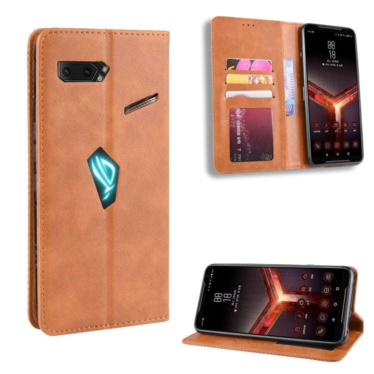 Magnetic Buckle Retro Crazy Horse Texture Horizontal Flip Leather Case for Asus ROG Phone II ZS66...