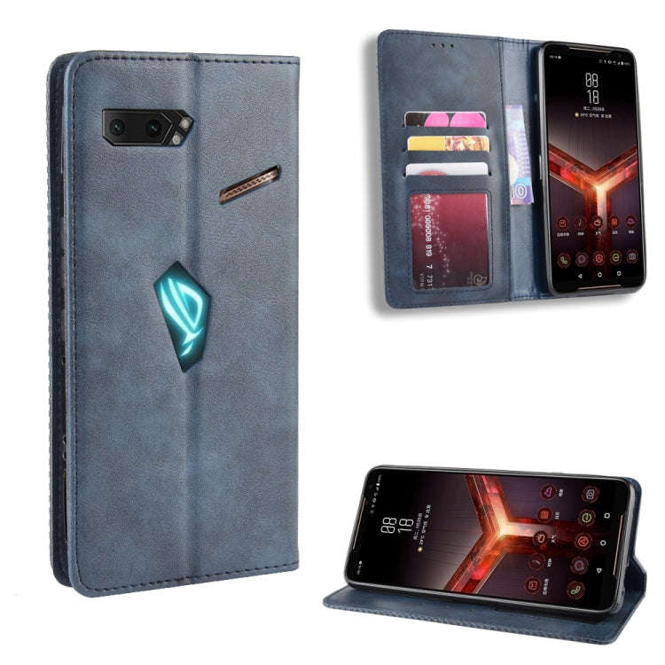 Magnetic Buckle Retro Crazy Horse Texture Horizontal Flip Leather Case for Asus ROG Phone II ZS66...