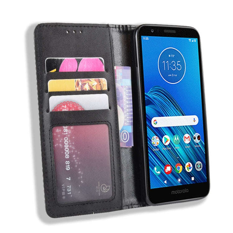 Magnetic Buckle Retro Crazy Horse Texture Horizontal Flip Leather Case for Motorola Moto E6,with ...