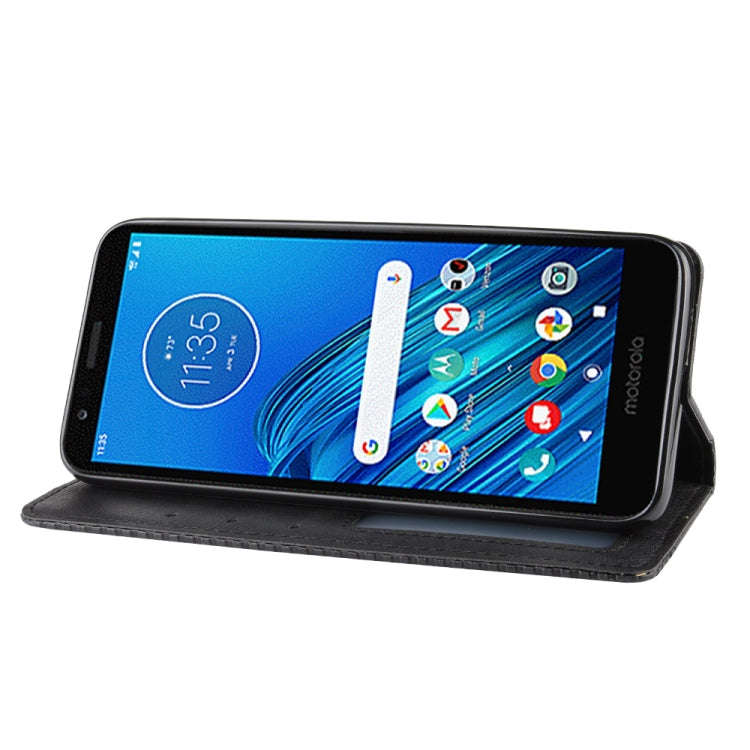 Magnetic Buckle Retro Crazy Horse Texture Horizontal Flip Leather Case for Motorola Moto E6,with ...