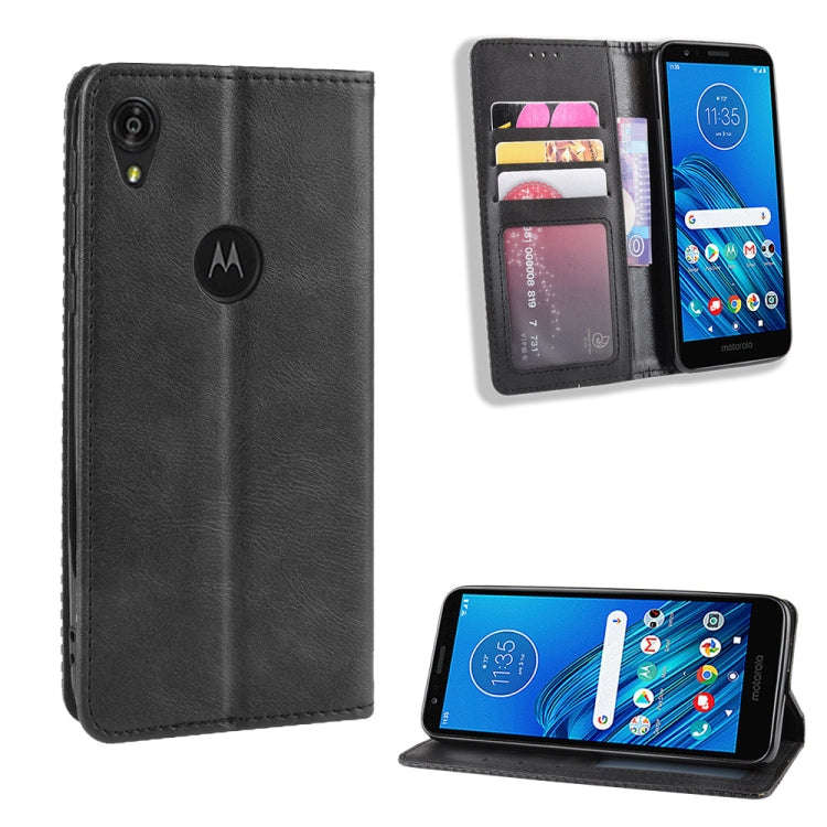 Magnetic Buckle Retro Crazy Horse Texture Horizontal Flip Leather Case for Motorola Moto E6,with ...