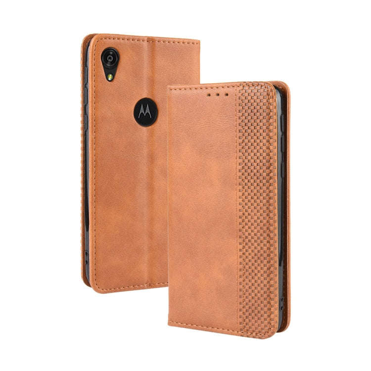 Magnetic Buckle Retro Crazy Horse Texture Horizontal Flip Leather Case for Motorola Moto E6,with ...