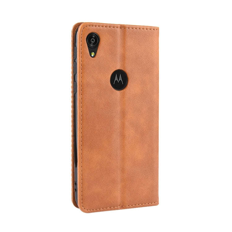 Magnetic Buckle Retro Crazy Horse Texture Horizontal Flip Leather Case for Motorola Moto E6,with ...