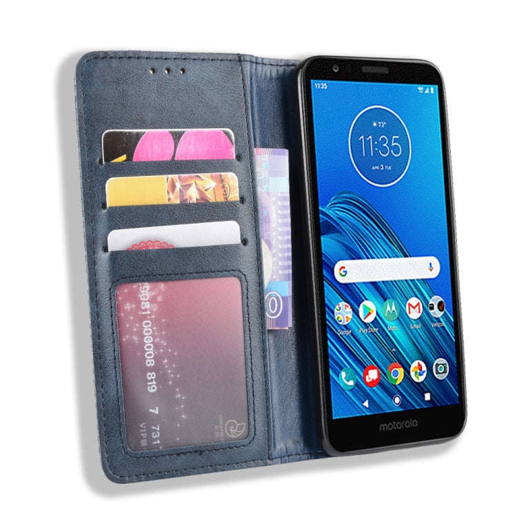 Magnetic Buckle Retro Crazy Horse Texture Horizontal Flip Leather Case for Motorola Moto E6,with ...