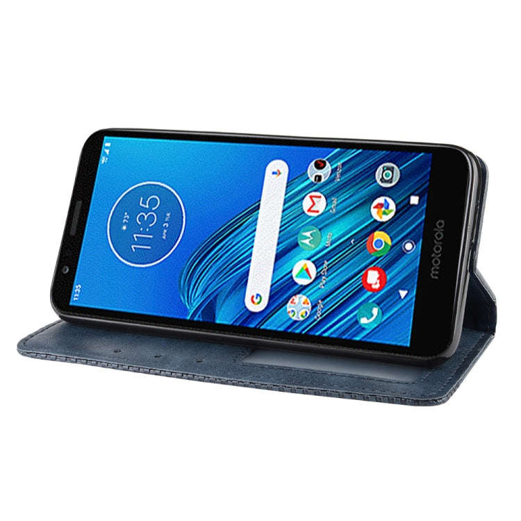 Magnetic Buckle Retro Crazy Horse Texture Horizontal Flip Leather Case for Motorola Moto E6,with ...