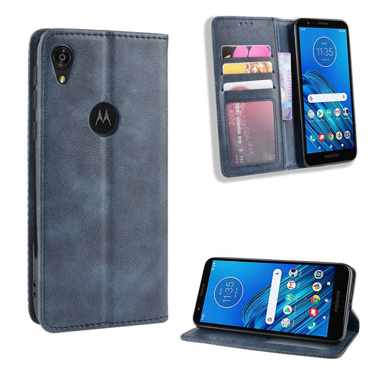 Magnetic Buckle Retro Crazy Horse Texture Horizontal Flip Leather Case for Motorola Moto E6,with ...