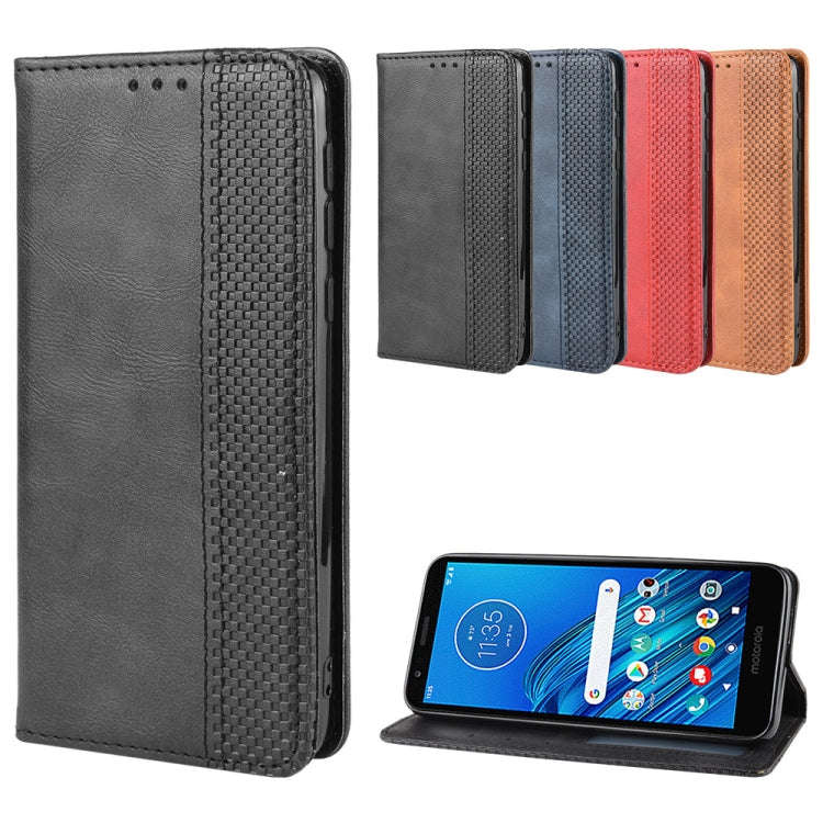 Magnetic Buckle Retro Crazy Horse Texture Horizontal Flip Leather Case for Motorola Moto E6,with ...