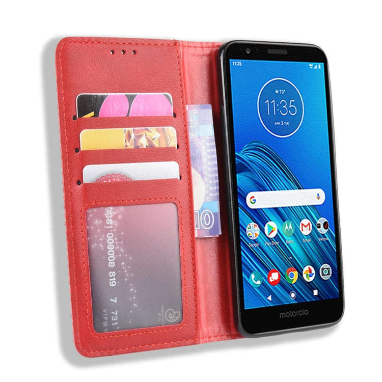 Magnetic Buckle Retro Crazy Horse Texture Horizontal Flip Leather Case for Motorola Moto E6,with ...