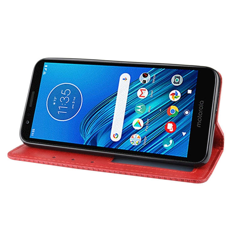 Magnetic Buckle Retro Crazy Horse Texture Horizontal Flip Leather Case for Motorola Moto E6,with ...